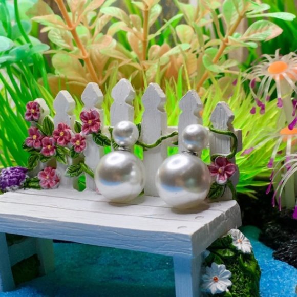 Pearl White Candy Double Stud Earrings - Picture 3 of 3